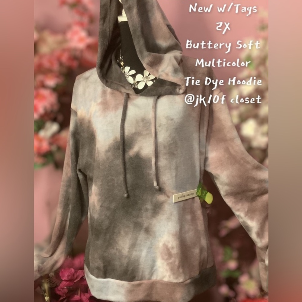 LOWEST 🌺 NWT Above & Beyond 2X Multicolor Tie Dye Hoodie Sweatshirt Top